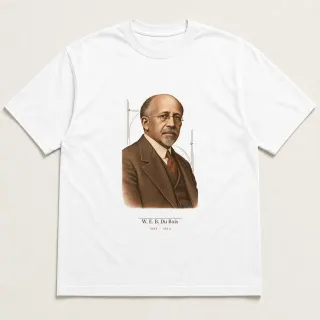 Front of a white tee carrying the light academia W. E. B. Du Bois design